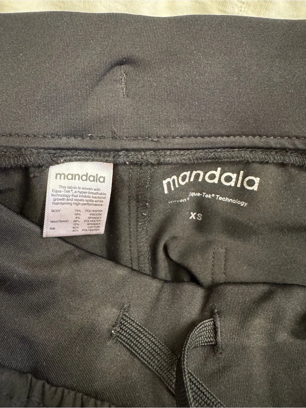 Women's Mandala Black Slim Jogger Pants with Drawstring Waist